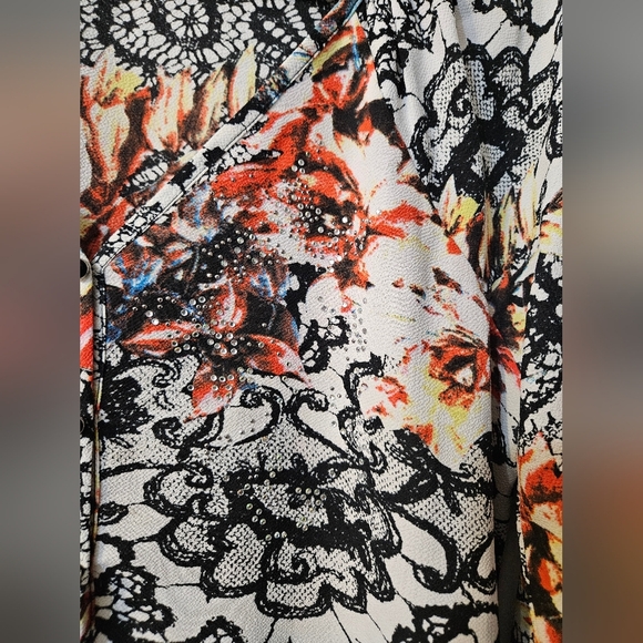 ALBERTO MAKALI MULTI-COLOR FLORAL DESIGN EMBELLISHED BLOUSE - Picture 2 of 7